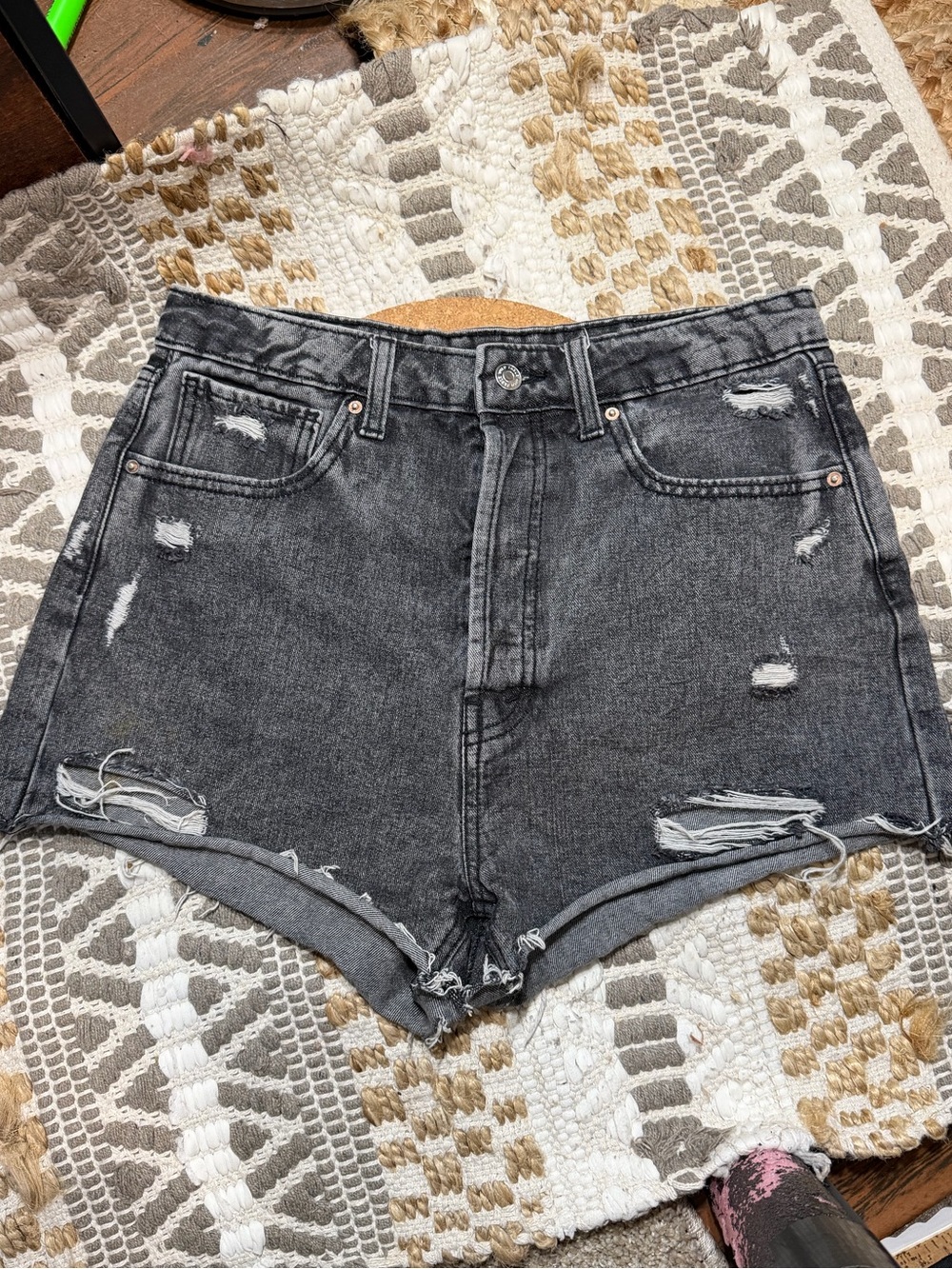 wild fable Washed Black High-Rise cut off Distressed Jean Shorts
